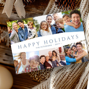 Happy Holidays 6 photo modern minimalist Christmas Holiday Card