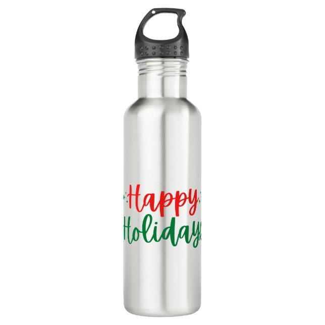 Happy Holidays 710 Ml Water Bottle (Front)