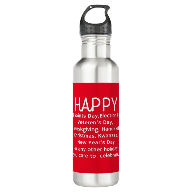 Happy Holidays 710 Ml Water Bottle (Front)