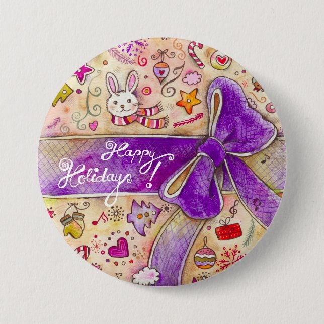 Happy Holidays 7.5 Cm Round Badge (Front)
