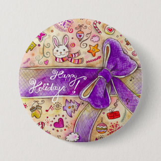 Happy Holidays 7.5 Cm Round Badge