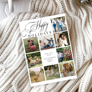 Happy Holidays 9 photo collage modern Christmas Holiday Card