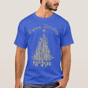 Happy Holidays a Love B&W Christmas Tree Lights Pr T-Shirt