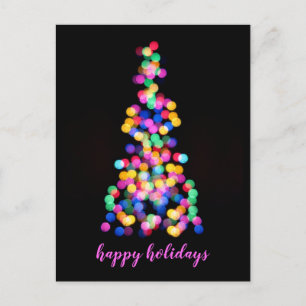 Happy Holidays Abstract Colorful Tree Lights Holiday Postcard