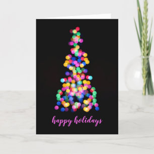 Happy Holidays Abstract Colourful Tree Lights Holiday Card