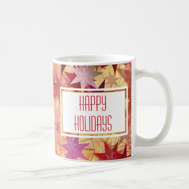 HAPPY HOLIDAYS Abstract Stars Personalised Coffee Mug (Right)