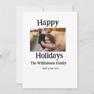 Happy holidays add family name photo Christmas Invitation