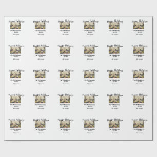 Happy holidays add family name photo date year sim wrapping paper