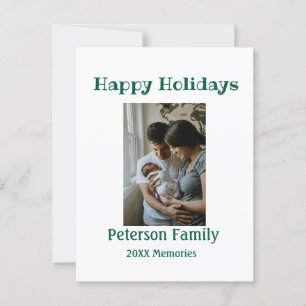 Happy holidays add family photo green Christmas fa Postcard
