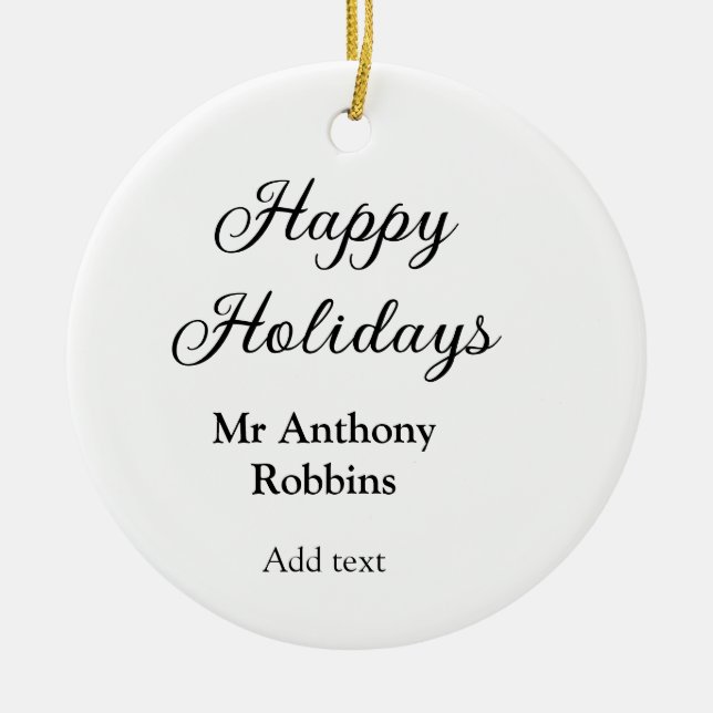 Happy holidays add name date year simple minimChri Ceramic Tree Decoration (Front)