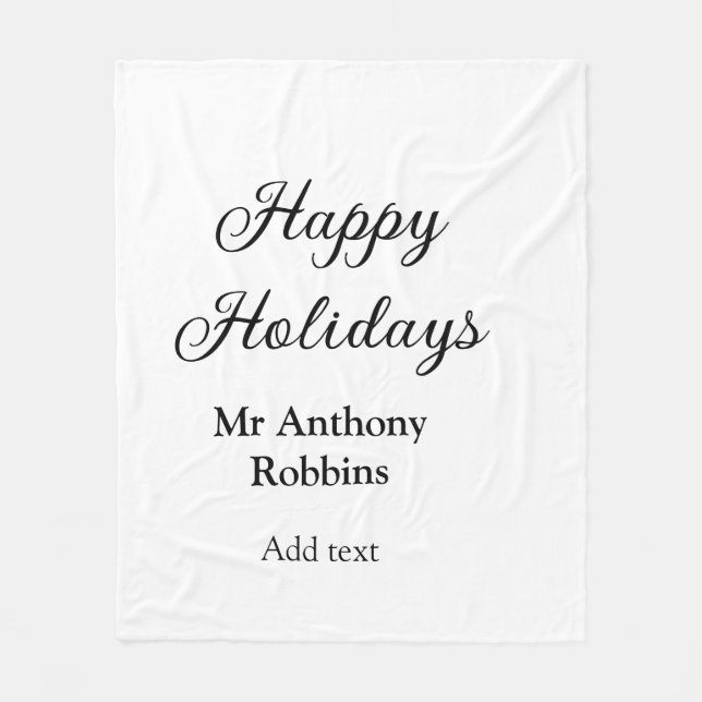 Happy holidays add name date year simple minimChri Fleece Blanket (Front)