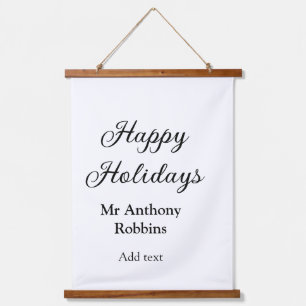 Happy holidays add name date year simple minimChri Hanging Tapestry