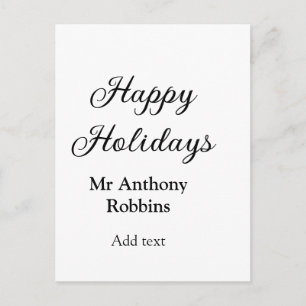 Happy holidays add name date year simple minimChri Holiday Postcard