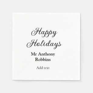 Happy holidays add name date year simple minimChri Napkin