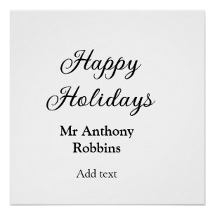 Happy holidays add name date year simple minimChri Poster