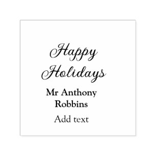 Happy holidays add name date year simple minimChri Self-inking Stamp