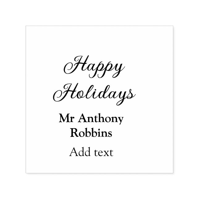 Happy holidays add name date year simple minimChri Self-inking Stamp (Design)
