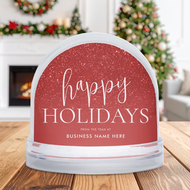 Happy Holidays Add Your Logo Business Snowglobe (Creator Uploaded)