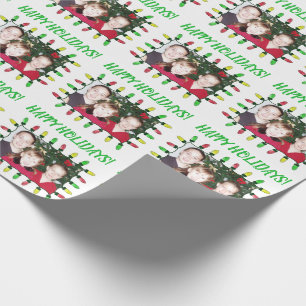 Happy Holidays Add Your Photo Christmas Lights Wrapping Paper