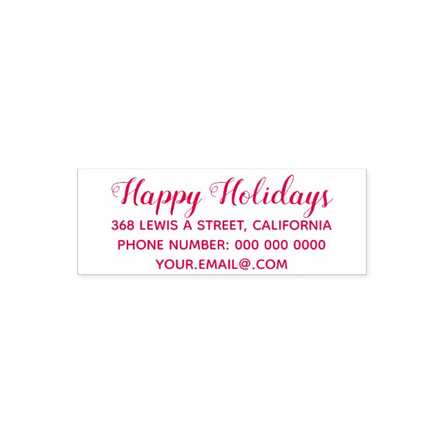 happy holidays address information red (optional) self-inking stamp (Design)