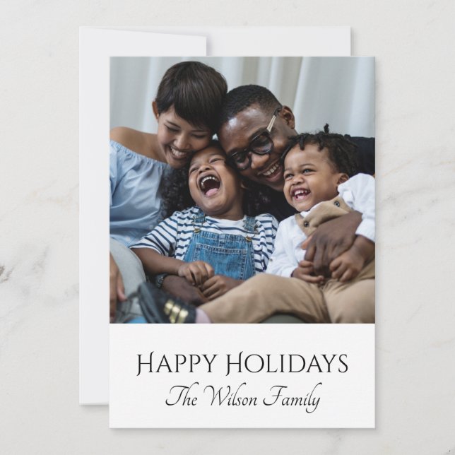 Happy Holidays African American Family Photo Holiday Card (Front)