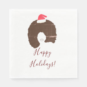 Happy Holidays afro hair Napkin