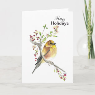 Happy Holidays American Goldfinch Bird Card