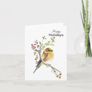 Happy Holidays American Goldfinch Bird Card