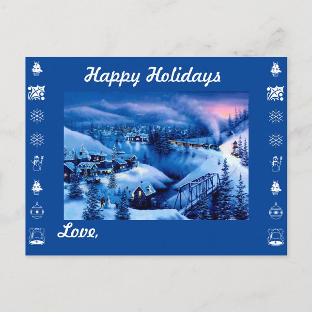 Happy Holidays and Personalise with your names Holiday Postcard (Front)
