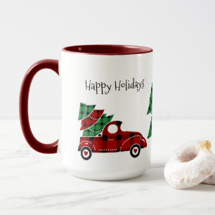 Happy Holidays Antique Red Truck Mug Red