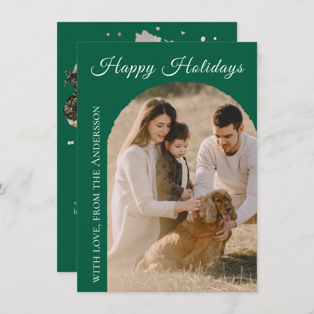 Happy Holidays Arch 2 Photo Holiday Card (Front/Back)