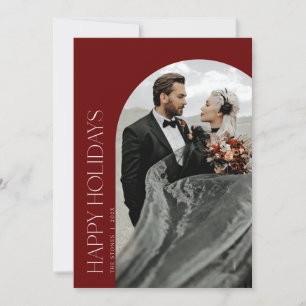 Happy Holidays Arch Photo Christmas Card Maroon