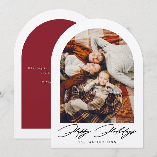 Happy Holidays Arch Photo Christmas Holiday Card (Front/Back)