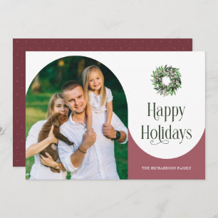 Happy Holidays Arched Photo Modern Holiday Card