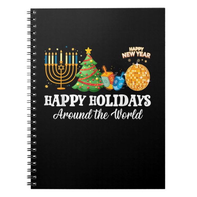 Happy Holidays Around The World Christmas Family M Notebook (Front)