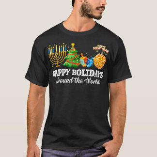 Happy Holidays Around The World Christmas Family M T-Shirt