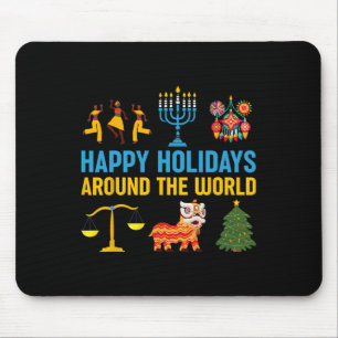Happy Holidays Around The World Multicultural Cele Mouse Mat