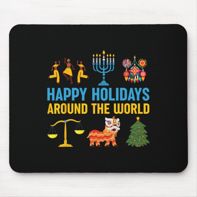 Happy Holidays Around The World Multicultural Cele Mouse Mat (Front)