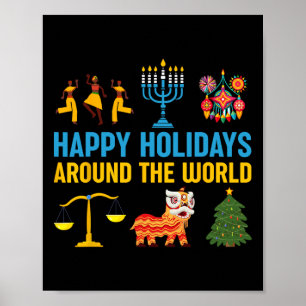 Happy Holidays Around The World Multicultural Cele Poster