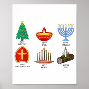 Happy Holidays Around The World Multicultural Cele Poster