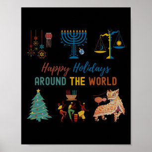 Happy Holidays Around The World Multicultural Cele Poster