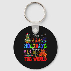 Happy Holidays Around World Matching Family Vacati Key Ring