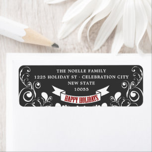 Happy Holidays Art Nouveau Floral Holiday Address