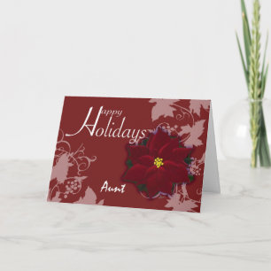 Happy Holidays Aunt card Christmas Poinsettia card