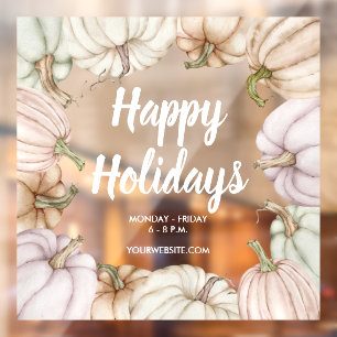 Happy Holidays Autumn Pumpkins Window Cling