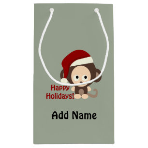 Happy Holidays! Baby Monkey Small Gift Bag