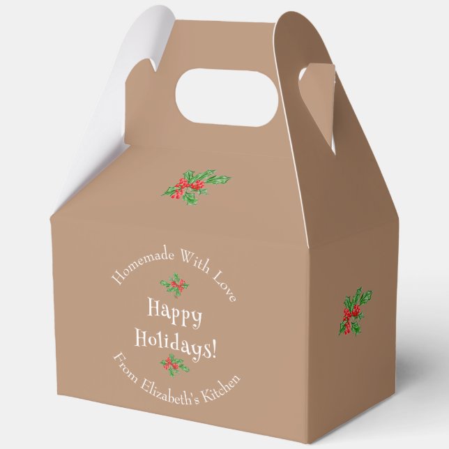 Happy Holidays Baking Gift Brown Editable Favour Box (Front)