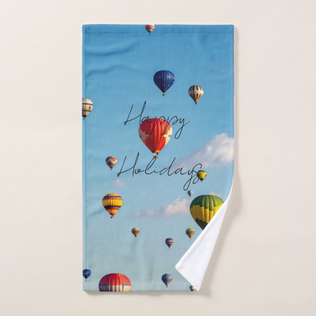 Happy Holidays Balloons Towel (Hand Towel)