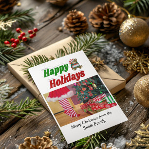 Happy Holidays Bear Christmas photo typography Holiday Card