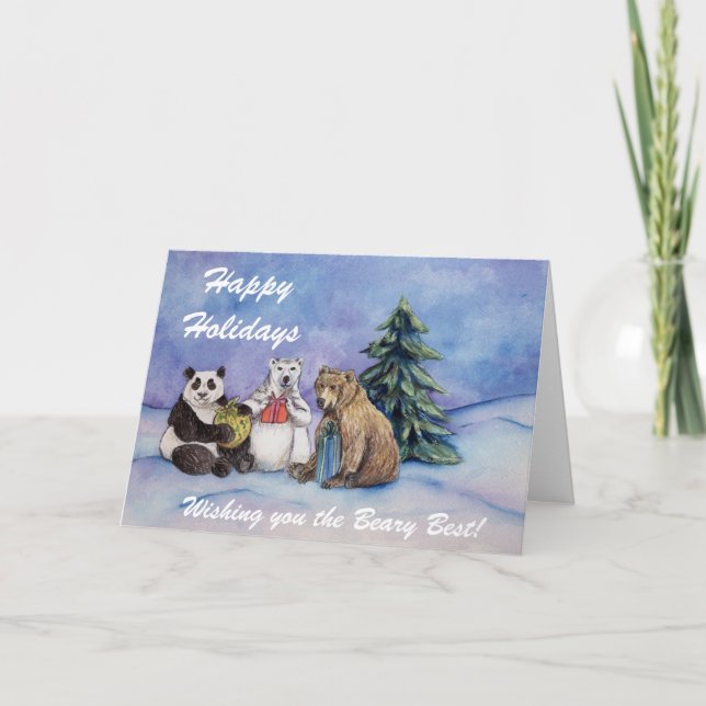 Happy Holidays Beary Best Custom Greeting Card (Front)